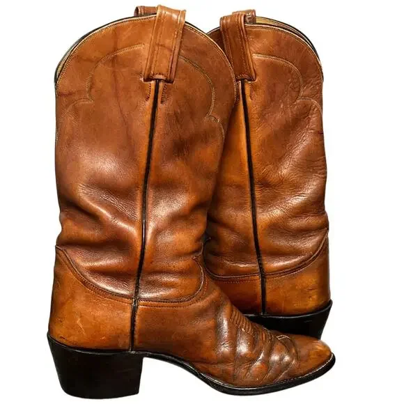 Vintage Tony Lama Mens Size 10.5 E Brown Leather Western Cowboy Boots Style 3084 - Picture 3 of 12